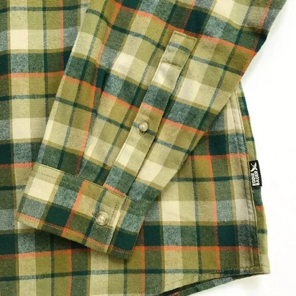Eddie Bauer Mens Field Flannel Shirt L Green Plaid 100% Cotton Button Down L/S - Picture 5 of 8